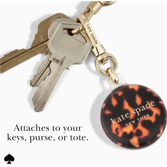 Kate Spade AirTag Holder/Keychain Tortoiseshell with Gold Ring Clip NIB - Picture 2 of 8